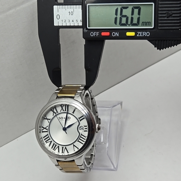 Womens SO & CO New York Madison Date Watch 5052B Mineral Crystal New Battery - Picture 5 of 10